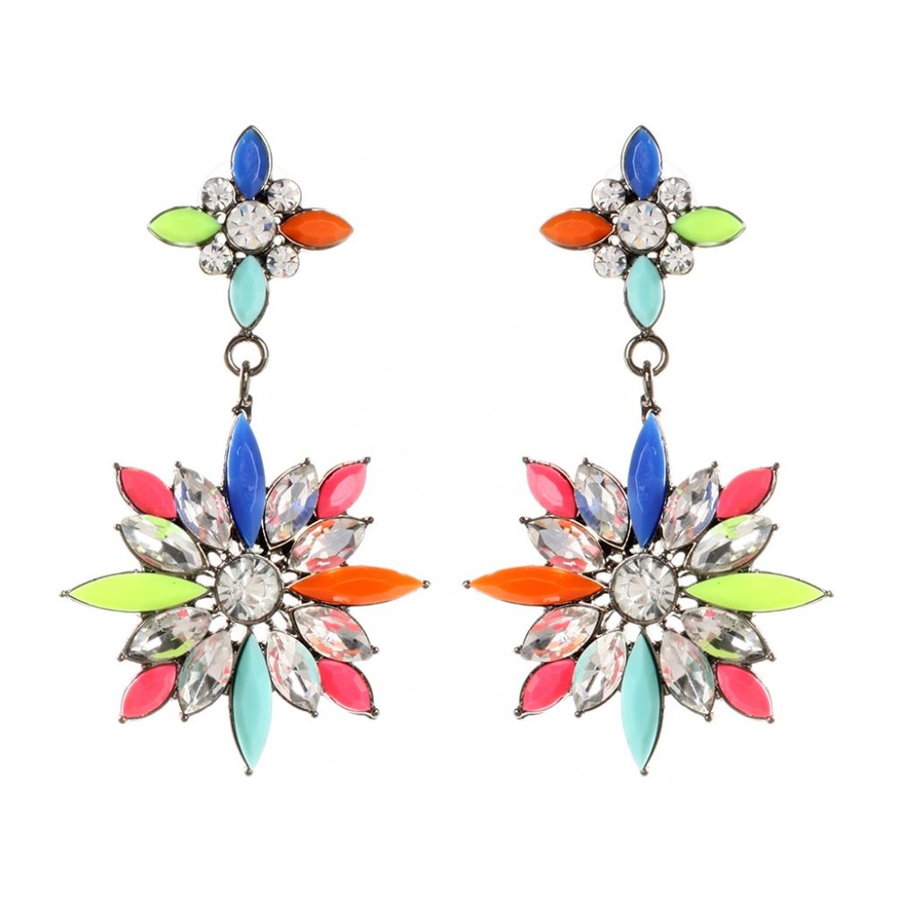 NEW Amrita Singh Rock Princess Crystal Statement Earrings in Gunmetal ERC 5171